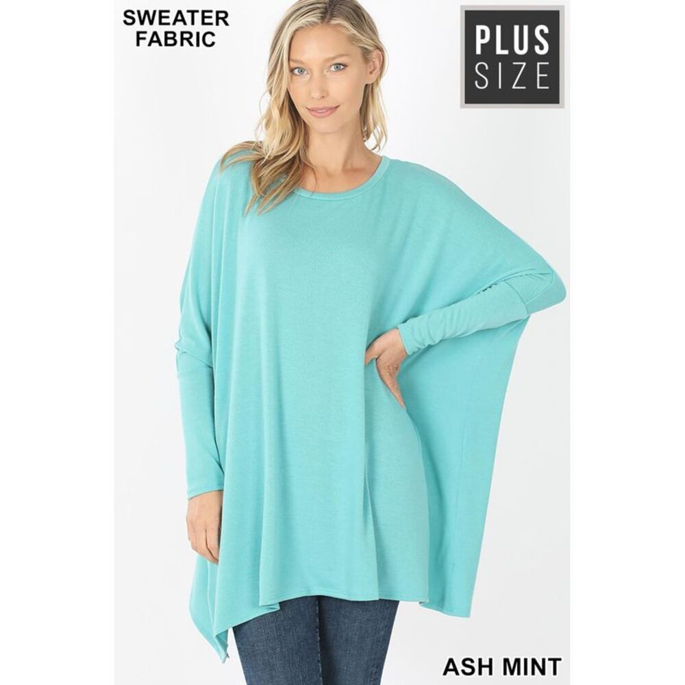 World of Leggings Oversized Round Neck Poncho Plus Size Sweater